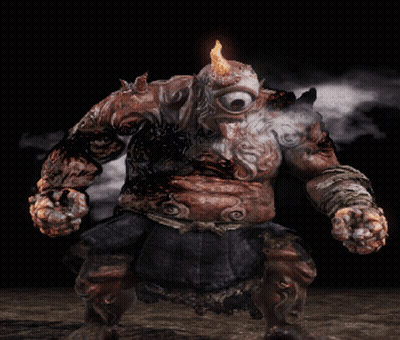 A Statue Of A Monster With One Eye And A Horn GIF