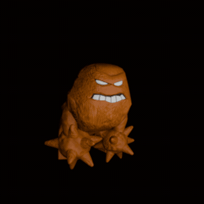 A Statue Of A Monster With Spikes On His Head GIF