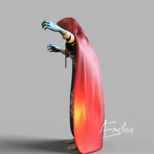 A Statue Of A Mummy With Emilius Written On The Bottom Right GIF