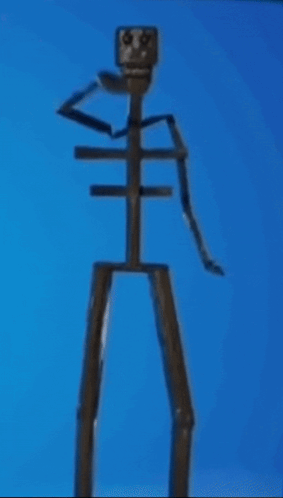 Skeleton Statue Against Blue Background GIF