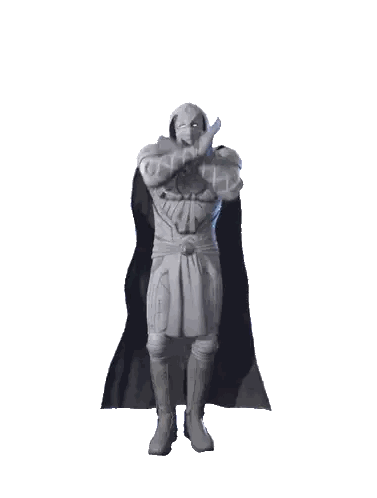 A Statue Of A Superhero With A Black Cape Sticker
