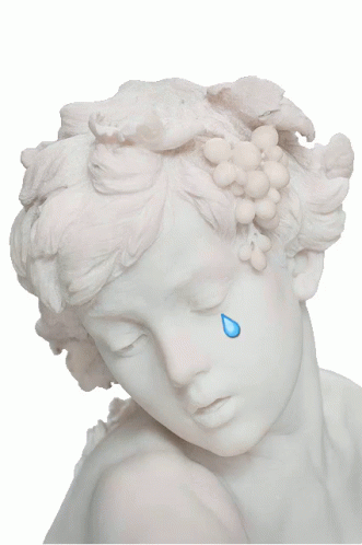 A Statue Of A Woman With Grapes In Her Hair Is Crying GIF