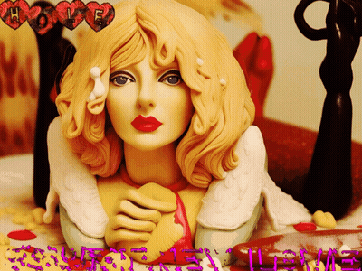 A Statue Of A Woman With The Word Love Written On The Bottom GIF