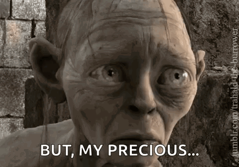 A Statue Of Gollum From The Lord Of The Rings Says " But My Precious " GIF