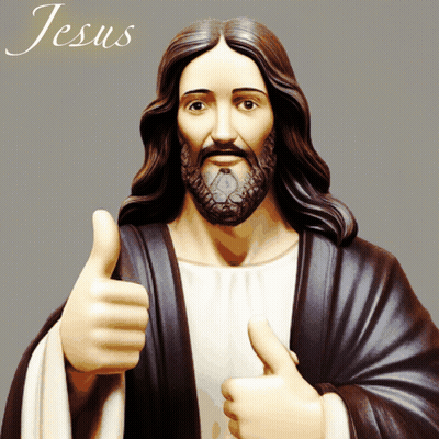 A Statue Of Jesus Giving The Thumbs Up Sign GIF