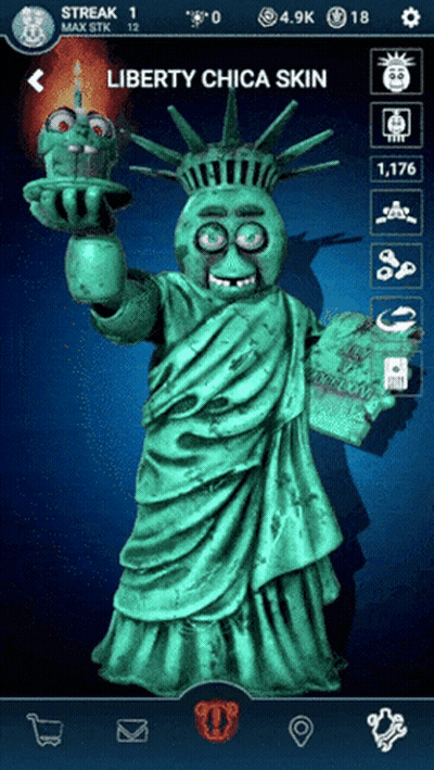 A Statue Of Liberty Is Holding A Cupcake In A Video Game GIF