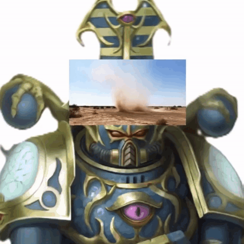 A Statue With A Picture Of A Desert On It GIF