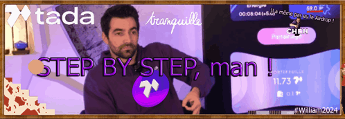 A Step By Step Man Advertisement With A Man In A Purple Shirt GIF