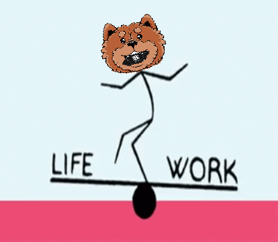 A Stick Figure Is Balancing On A Seesaw With The Words Life And Work GIF