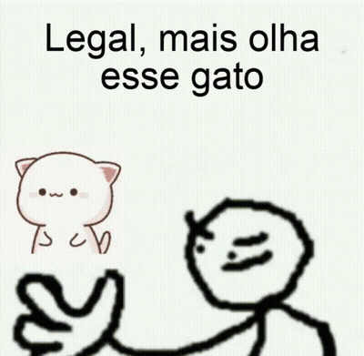 A Stick Figure Is Giving A High Five To A Cat With The Words Legal Mais Olha Esse Gato GIF