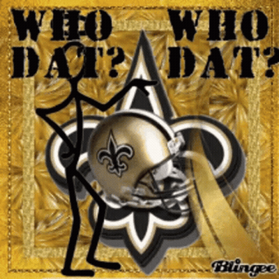 A Stick Figure Is Holding A Football Helmet With The Words " Who Who Dat " Written On It GIF