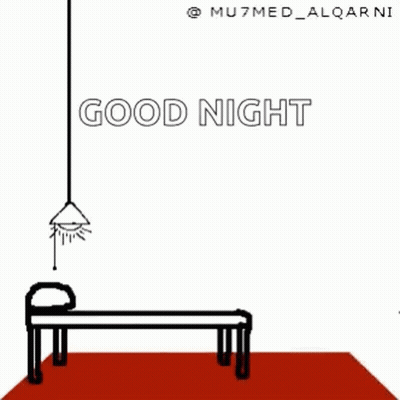 A Stick Figure Is Laying On A Bed With The Words Good Night Written On The Bottom GIF