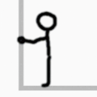 A Stick Figure Is Standing Next To A Wall Holding A Ball . GIF