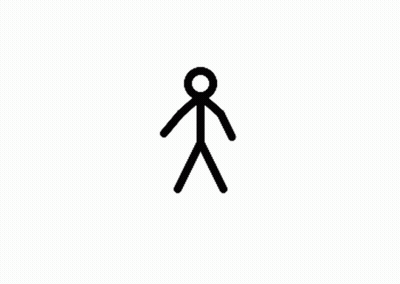 A Stick Figure Is Standing With His Arms Outstretched And A Circle Around His Head . GIF