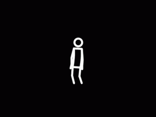 Stick Figure Looking Up With Outstretched Arms GIF