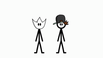 A Stick Figure With A Crown On His Head And A Stick Figure With A Hat . GIF