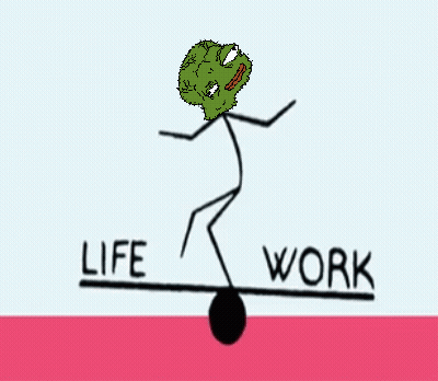 A Stick Figure With A Green Head Is Balancing Life And Work GIF