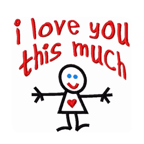 A Stick Figure With A Heart On His Chest And The Words " I Love You This Much " Sticker