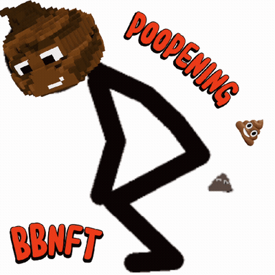 A Stick Figure With A Poop On His Head And The Words Pooopening Bbnft GIF