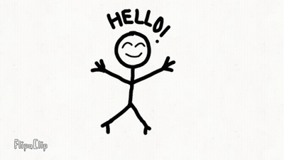 A Stick Figure With A Smile On His Face And The Words Hello Written Above Him . GIF