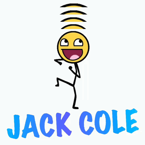 A Stick Figure With A Smiley Face And The Name Jack Cole On The Bottom GIF