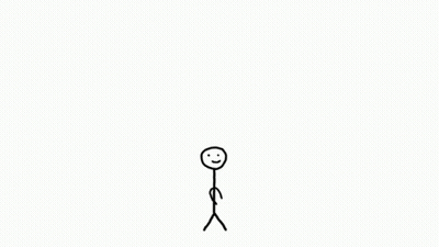A Stick Figure With A Smiley Face Is Holding A Light Bulb . GIF