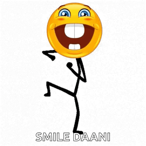 A Stick Figure With A Smiley Face On His Head And The Words Smile Daani Written Below It . GIF