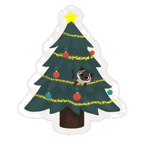 A Sticker Of A Christmas Tree With A Star On Top Sticker