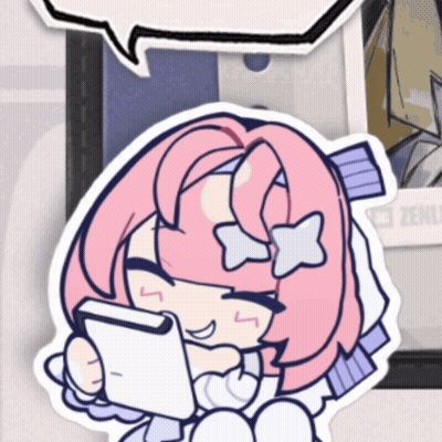 A Sticker Of A Girl With Pink Hair Holding A Cellphone GIF