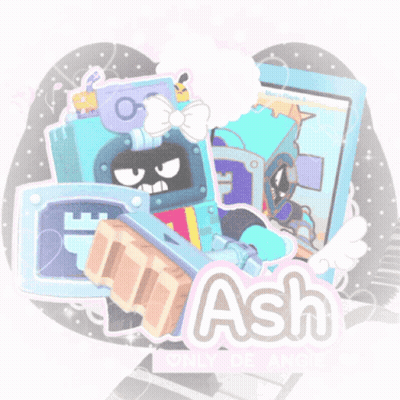 A Sticker Of A Robot With The Name Ash GIF