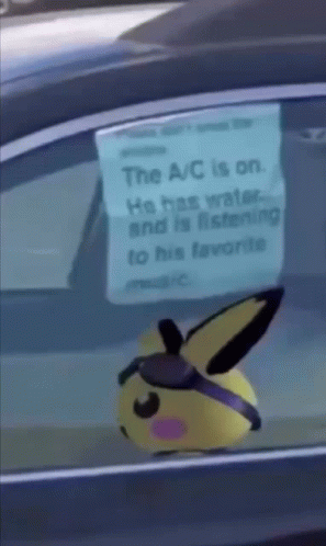 A Sticker On A Car Window That Says The A / C Is On GIF
