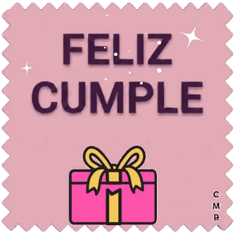 A Sticker That Says Feliz Cumple With A Purple Present Sticker