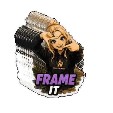 A Sticker That Says Frame It With A Girl Making A Frame With Her Hands Sticker