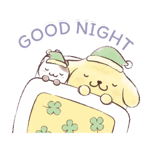 A Sticker That Says Good Night With A Dog And A Cat Sticker