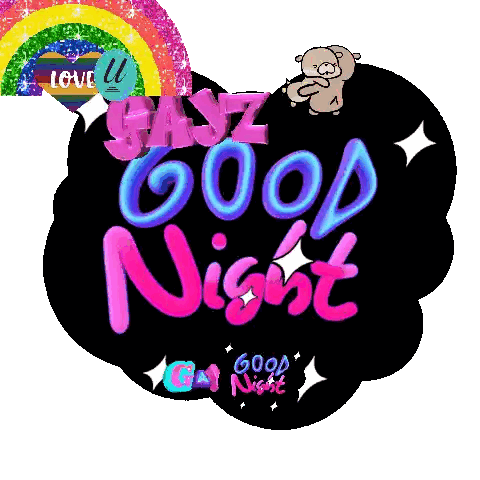 A Sticker That Says Good Night With A Rainbow And A Teddy Bear Sticker