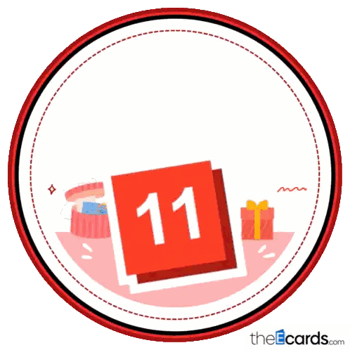A Sticker That Says Happy Birthday With The Number 11 Sticker