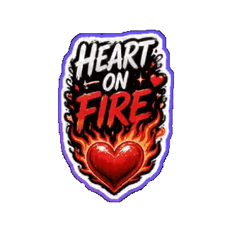 A Sticker That Says Heart On Fire With A Red Heart In Flames Sticker