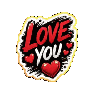 A Sticker That Says " Love You " With Hearts On It Sticker