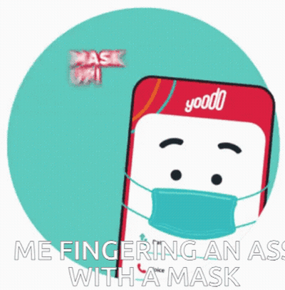 A Sticker That Says " Mask Up " With A Phone Wearing A Mask GIF