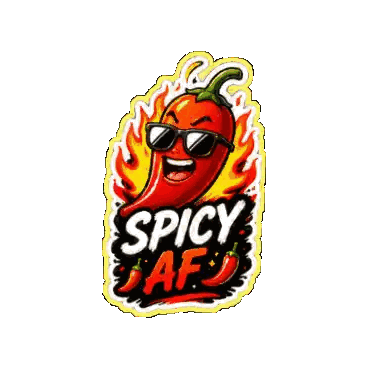 A Sticker That Says Spicy Af With A Cartoon Pepper Wearing Sunglasses Sticker