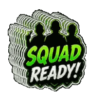 A Sticker That Says Squad Ready With Three People On It Sticker