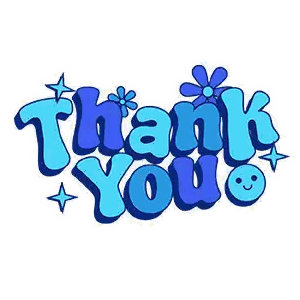 A Sticker That Says Thank You In Blue Letters Sticker
