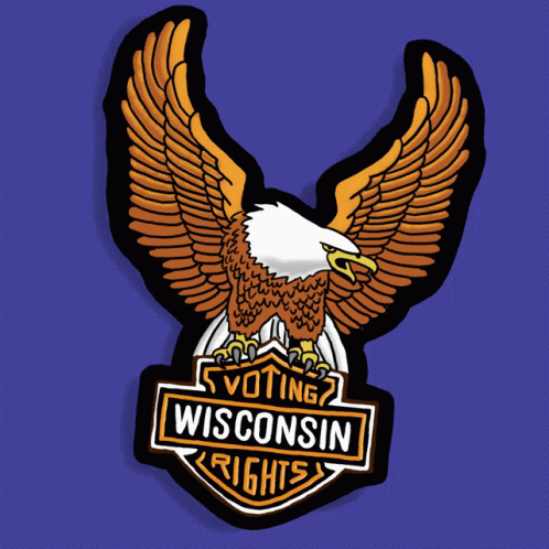 A Sticker That Says Wisconsin Rights With An Eagle GIF