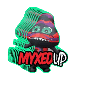 A Sticker With A Monster And The Words Myxedup Sticker