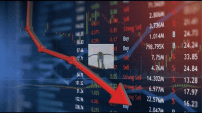 A Stock Chart With A Red Arrow Pointing To The Bottom Of It GIF