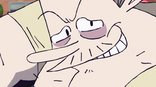 A Stop Sign With A Cartoon Character In The Background GIF