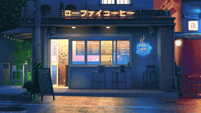 A Store Front With A Neon Sign That Says Loft GIF