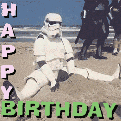 Stormtrooper Lying Sand Happy Birthday GIF