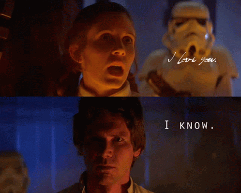 A Storm Trooper Says I Love You Next To A Man Who Says I Know GIF