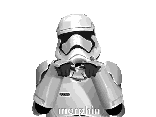 A Storm Trooper With A Heart Drawn On His Helmet Says Morphin Sticker